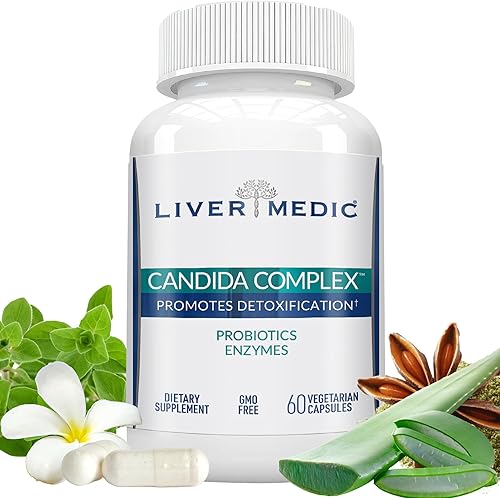 Aceite de orégano complejo Candida, enzimas digestivas, limpieza de Candida, suplemento probiótico sin OMG con hierbas orgánicas, ácido caprílico,