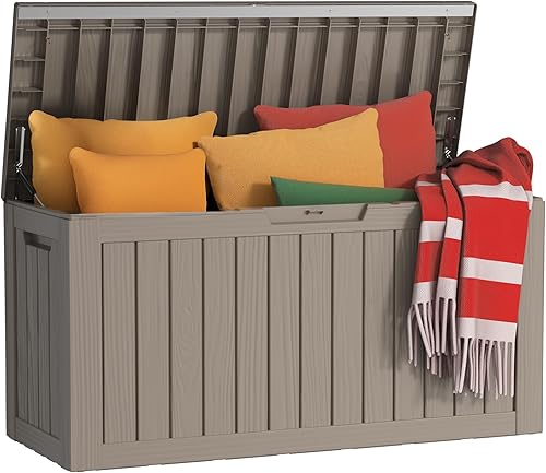 Caja para Terraza de Resina Impermeable de 80 Galones, Resistente a los Rayos UV, Almacenamiento al Aire Libre para Jardín, Patio, Porche, Paquetes,