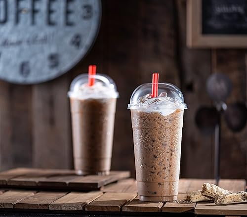 Miniatura 3 de ELEGANT DISPOSABLES 40 juegos de 16 onzas Vasos de plástico PET transparente con tapas de cúpula y pajitas para café helado, bebidas frías, batidos,