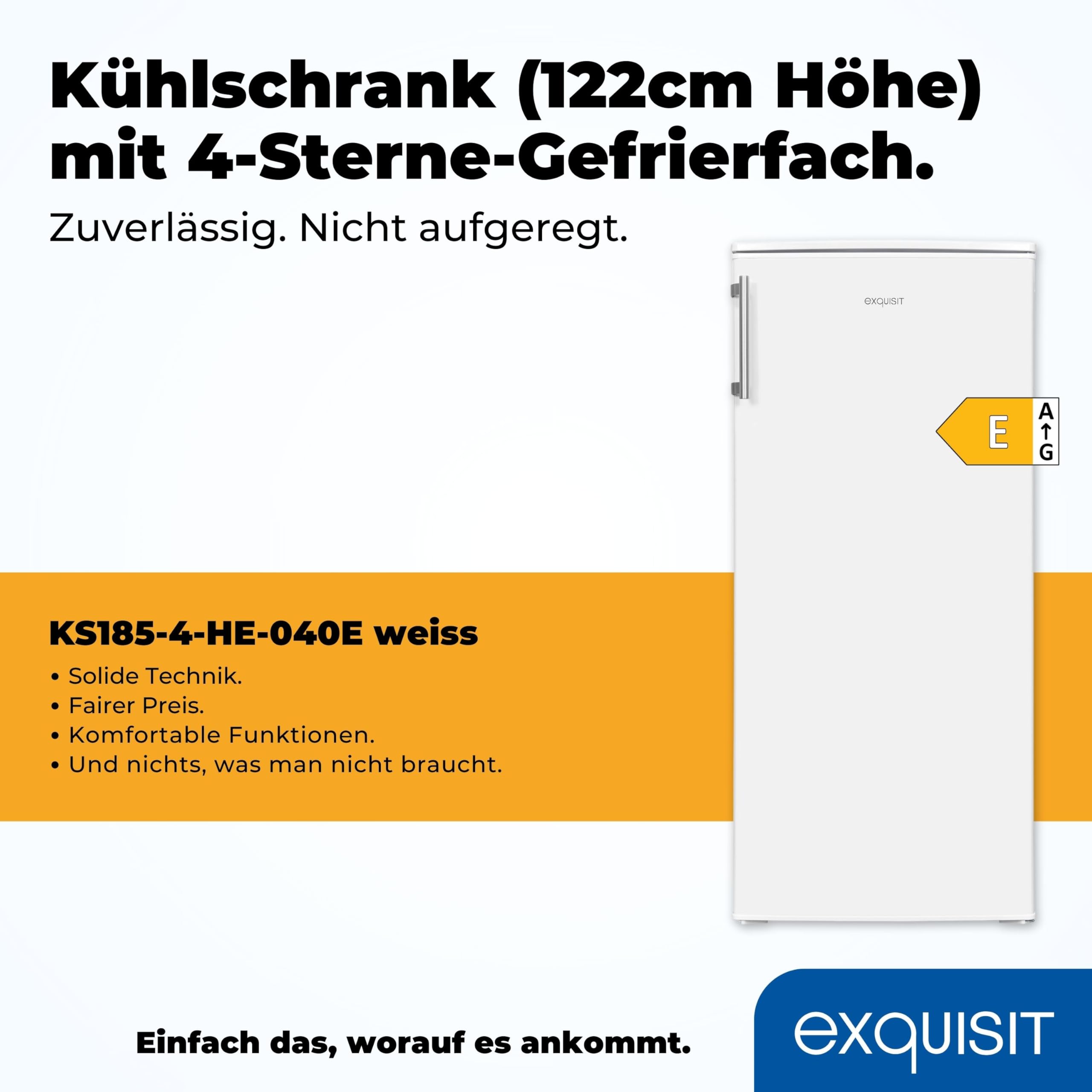 Exquisit Kühlschrank KS185-4-HE-040E Weiß - 190 l Standkühlschrank
