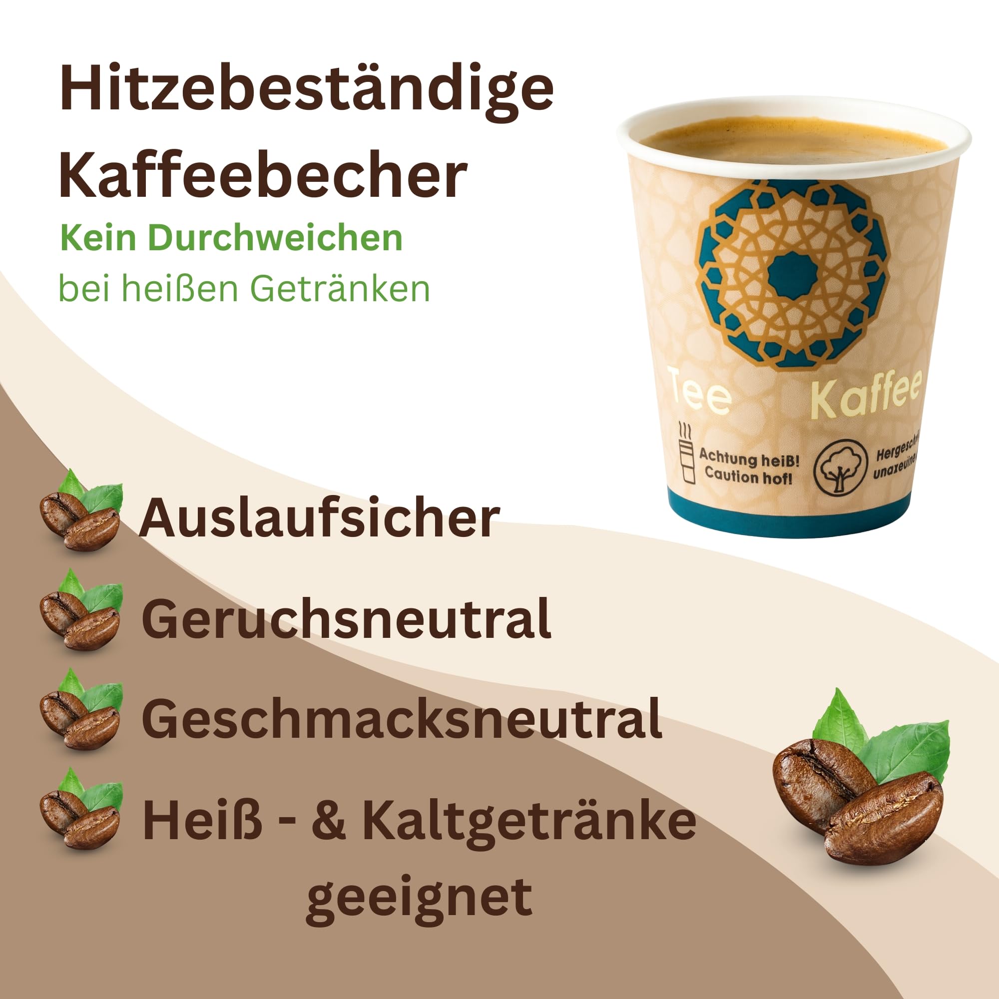 1000er Kaffeebecher 200 ml (8 oz) – stabile Pappbecher für Heiß- & Kaltgetränke – Einweg Trinkbecher - Coffee To Go Pappbecher ohne Deckel – umweltfreundlich, hitzebeständig & HLKauf-Block
