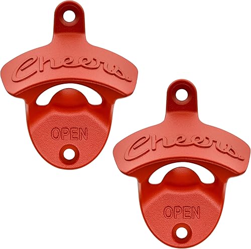 Miniatura 6 de Abridor de botellas Cheers montado en la pared de acero inoxidable para cerveza, montaje en poste dorado antiguo (paquete de 2) Cobre Antiguo,Plata