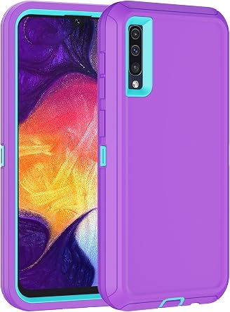 Galaxy A50 Case,Full-Body Shockproof Tri-Layer Heavy Duty Cover for Samsung Galaxy A50 (Purple Without Screen Protector)