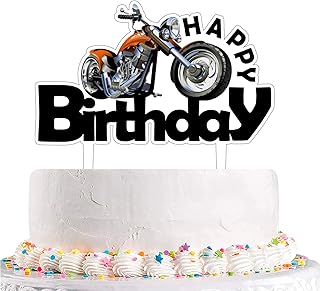 Motorcycle Happy Birthaday Cake Topper Motorcycle Racing Themed Cake Decoration Motorcycle Enthusiasts Birthday Party Supplies