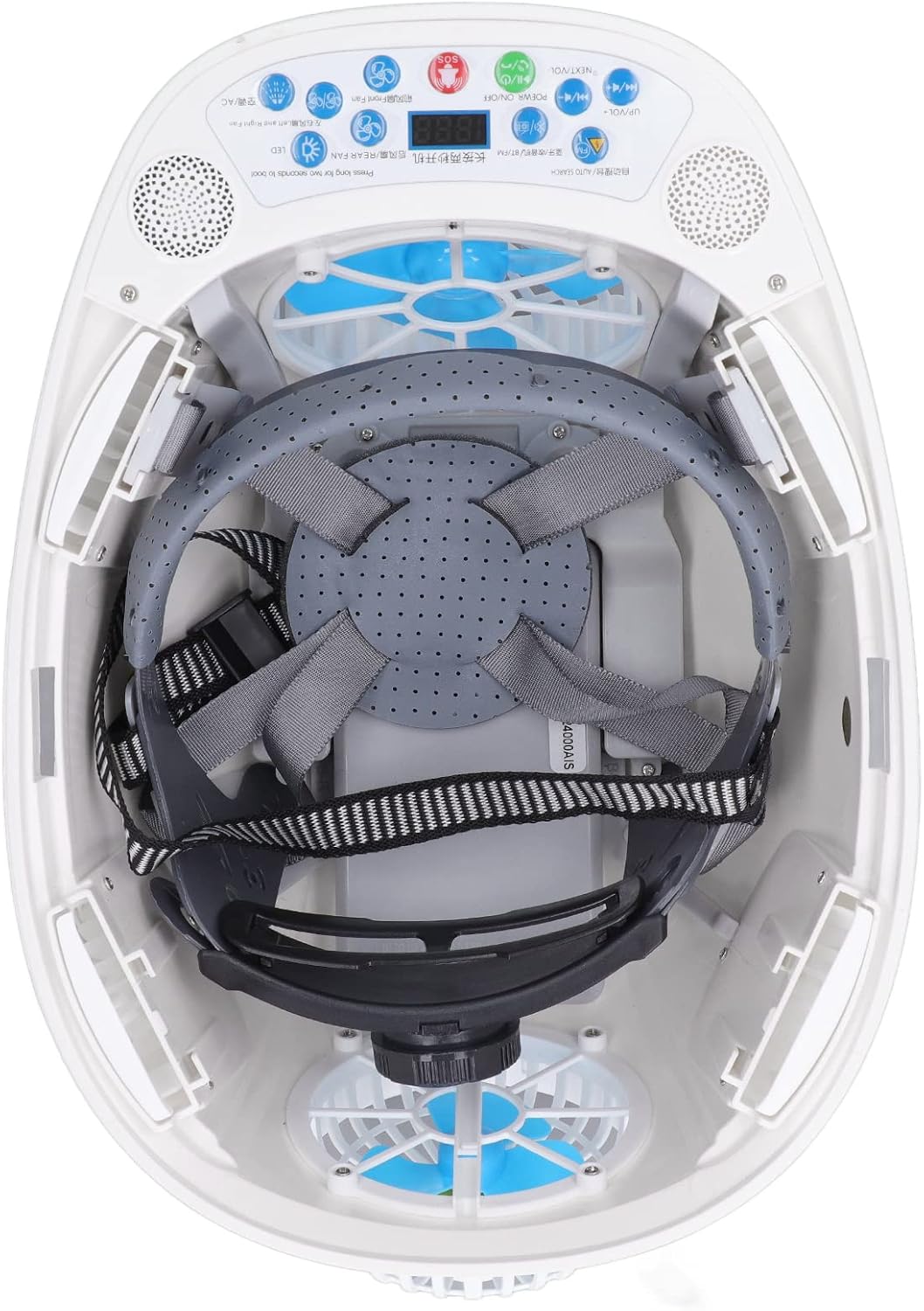 Fafeicy Solar Safety Helmet Hard Hat Construction Helmet with 6 Fans Bluetooth Sound Light Alarm Emergency SMS Cooling Headlamp for Construction Mining