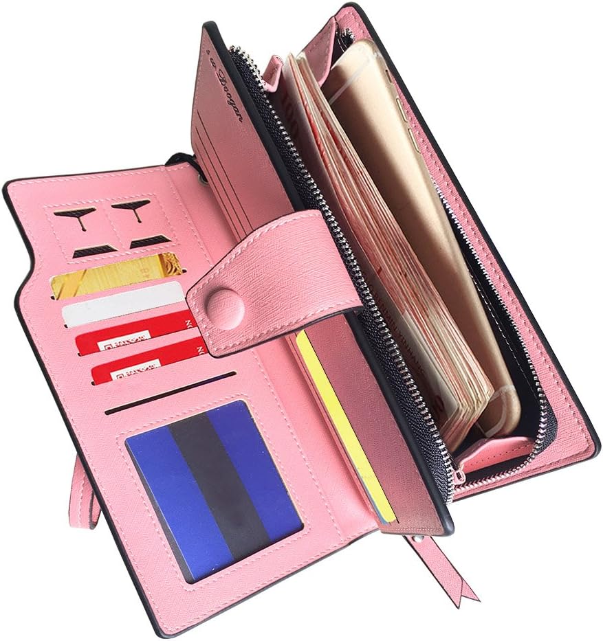 YOTOO Rfid Blocking Leather Wallet for women Ladies wristlet Clutch,purse organizers