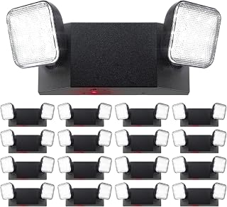 Sunco 16 Pack LED Emergency Lights, Commercial Lighting for Business, Power Outages, Offices, with Backup Battery (90 Minutes), Wall Mount, Hard Wired, Black, 120-277V, Fire Resistant (94V-0) UL.
