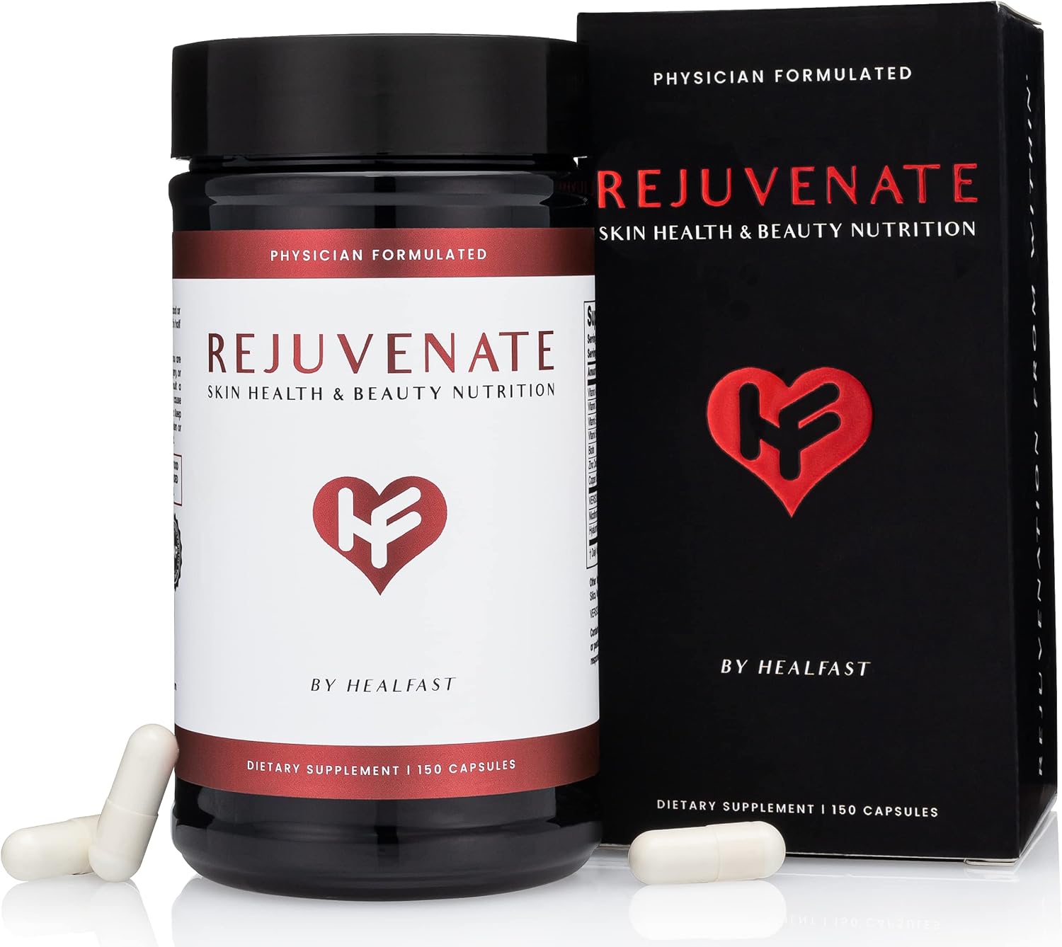 HealFast Rejuvenate - 4-in-1 VERISOL Collagen Capsules + Nicotinamide, Vitamins, Hyaluronic Acid, Biotin - Anti Aging Beauty & Skin Supplement Clinically-Studied & Physician Formulated - 150 Capsules