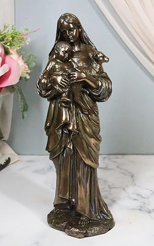Miniatura 3 de Ebros Gift Inmaculado Corazón de María Virgen Virgen Nuestra Señora de Gracia con Niño Niño Jesús y Cordero de Dios Figura Decoración de Iglesia