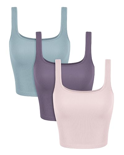 ODODOS 3-Pack Crop Tank Cropped Tops