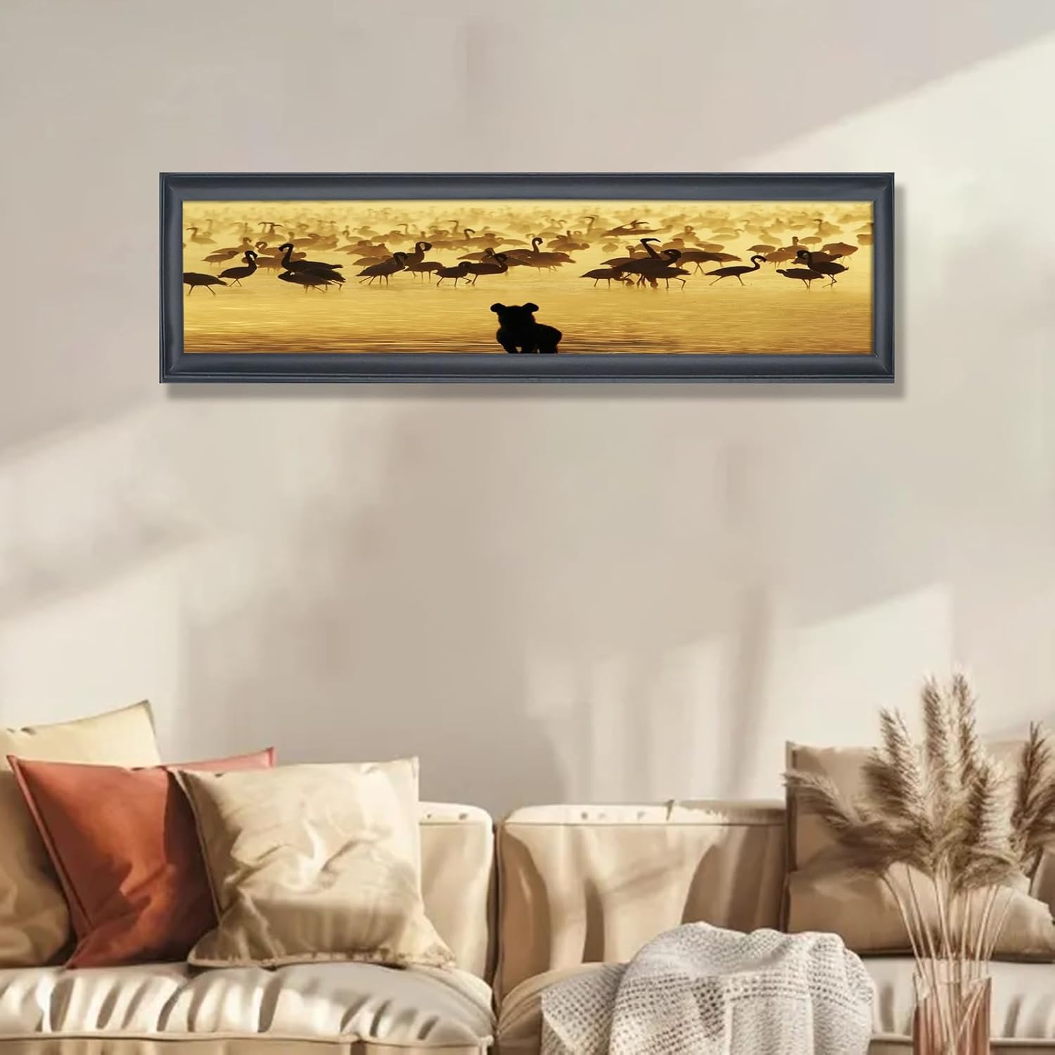 8x34 Panoramic Photo Frame Black Solid Wood Picture Frame 8x34 inch Painting Frame Poster Frame (S23B834)