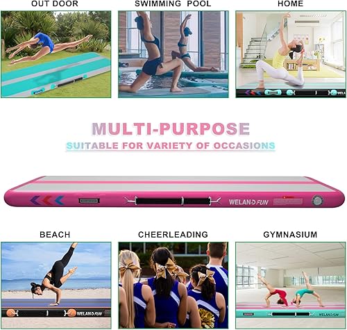 Miniatura 10 de WelandFun Colchoneta inflable de gimnasia de 10131620 pies de grosor para uso domésticogimnasioyogaentrenamientoanimadoraexteriorplayaparque con