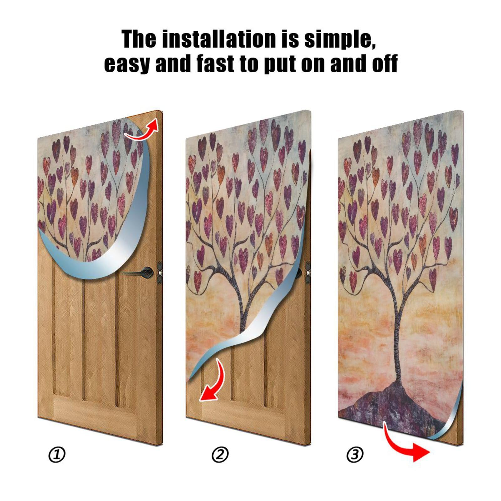 FLildon Heart Leaf Tree Valentine's Day Door Cover Decoration, Party Accessory Porch Decor for Festive Ornament Room Door Covers 36 x 98 Inch