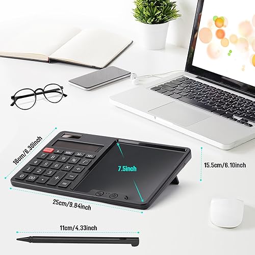 Miniatura 3 de Calculadora con almohadilla de escritura - Fuente de alimentación doble solar y batería - Calculadora de pantalla grande de 12 dígitos para uso