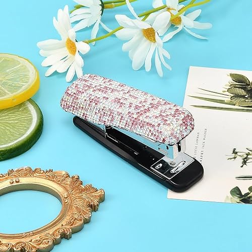 Miniatura 10 de Blueshyhall Grapadora deslumbrante de cristal hecha a mano para oficina, escuela o hogar (azul)