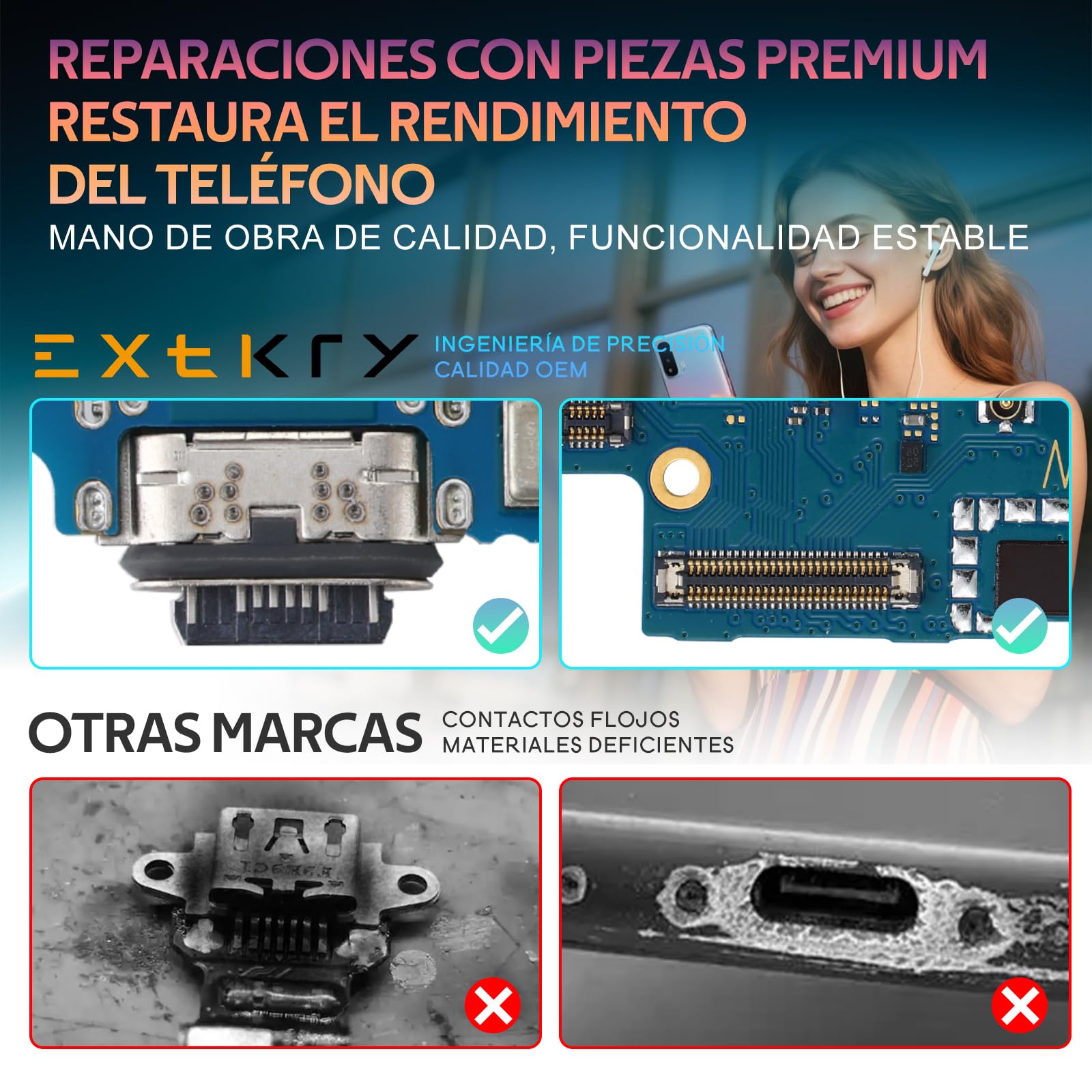 Puerto de Carga para Samsung Galaxy S24 Ultra Kit Reparación | Conector de carga flex de carga placa de carga charger port con micrófono y kit reparación.