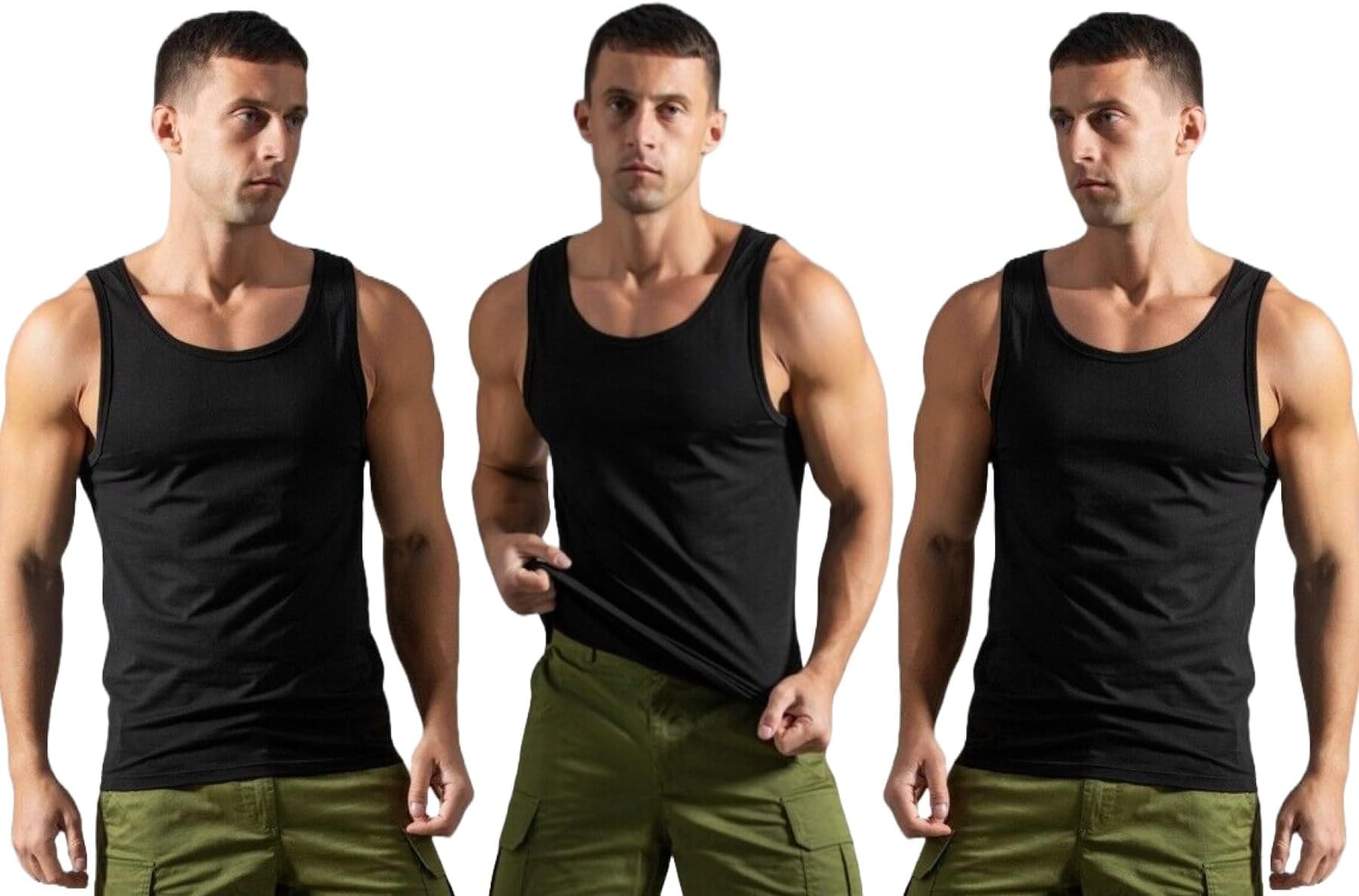 Men’s Vest Tops Summer 3 Pack – White Cotton Sleeveless Tank Tops for Men | Lightweight Gym Vests & Undershirts | Slim Fit Muscle Top for Sports, Workout & Everyday Wear