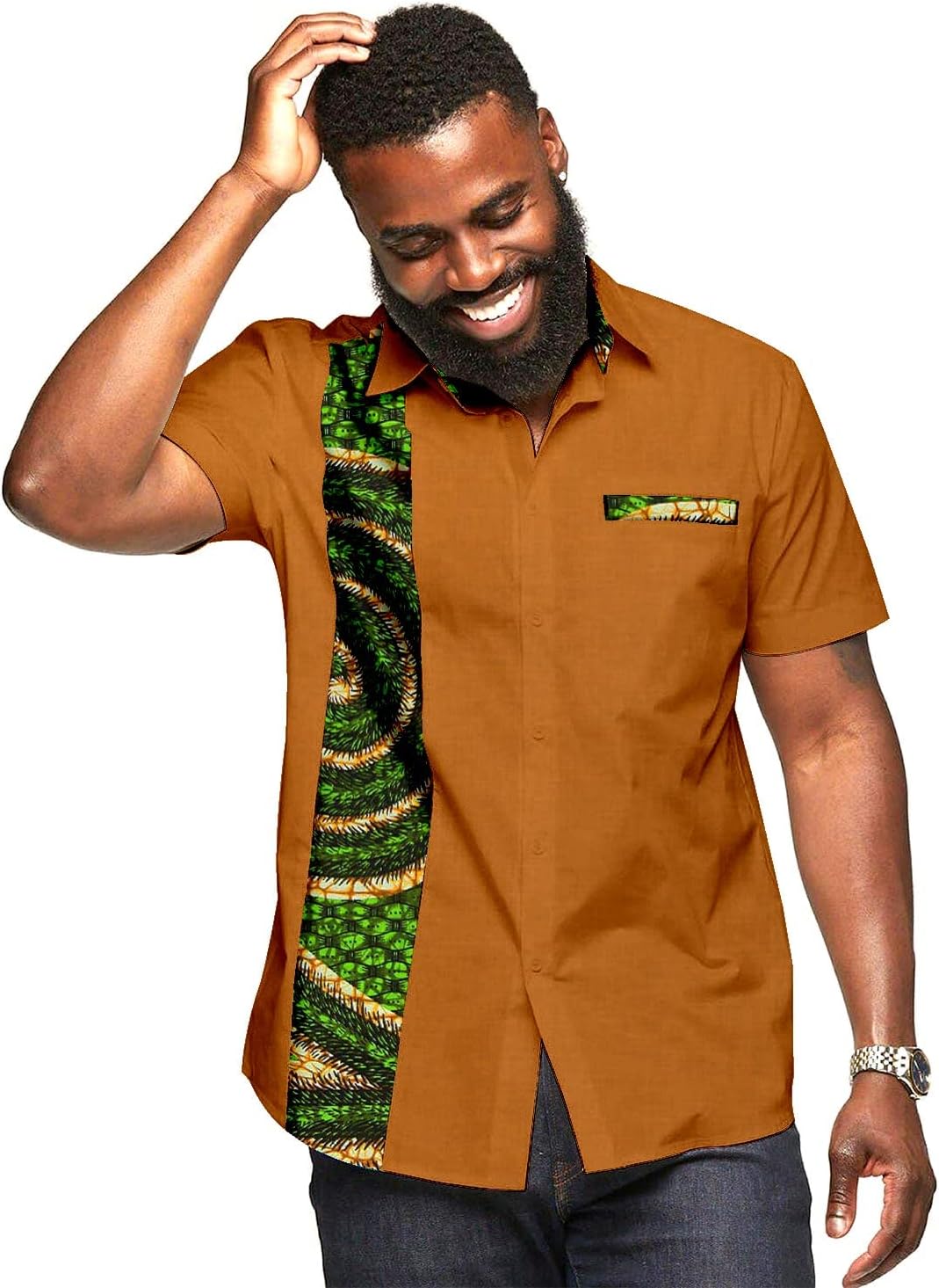 African Shirts for Men Blouse Crop Top Plus Size Casual Shirt Short Sleeve Stand Neck Ankara Clothes Print Attire