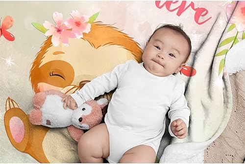 Miniatura 410 de Manta personalizada con diseño de jirafa y elefante, manta de franela suave, acogedora y ligera con nombre para sofá, cama, sofá, regalo, unisex