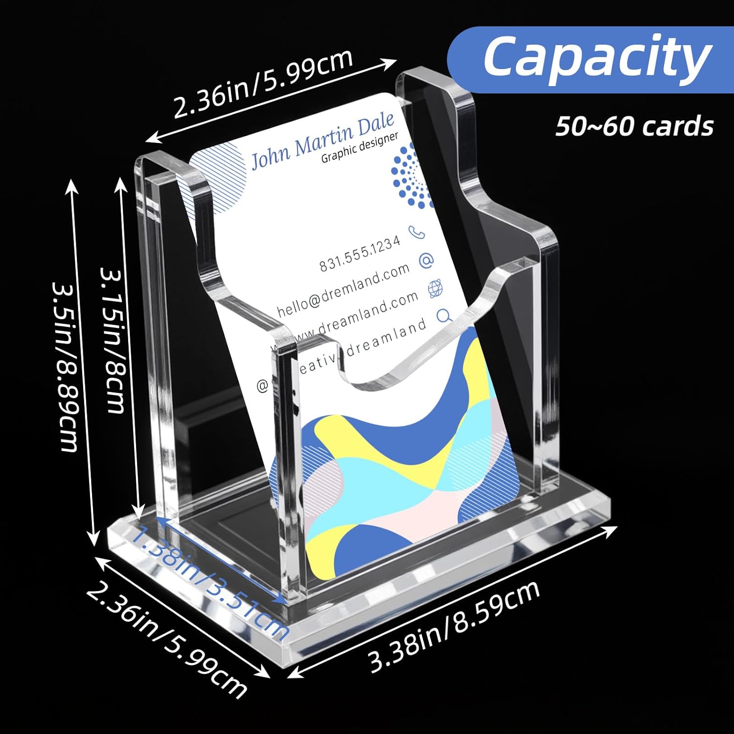 4 Packs Acrylic Business Cards Holders for Desk, Vertical Clear Busines Name Card Display Stand, Desk Accessory Business Name Card Organizer (Vertical, 1-Slot)