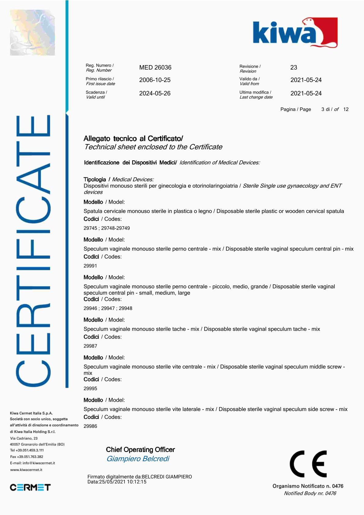 Gima 29947 Speculum Perno Sterile - medio Ø 26 mm