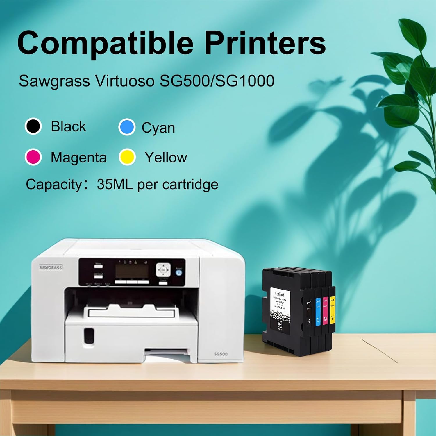 Sublimation Ink Cartridge Latest Upgraded Chip Compatible for SG500 SG1000 Sawgrass Virtuoso SG500 SG1000 Printers(Black, Cyan, Magenta, Yellow) - Image 3