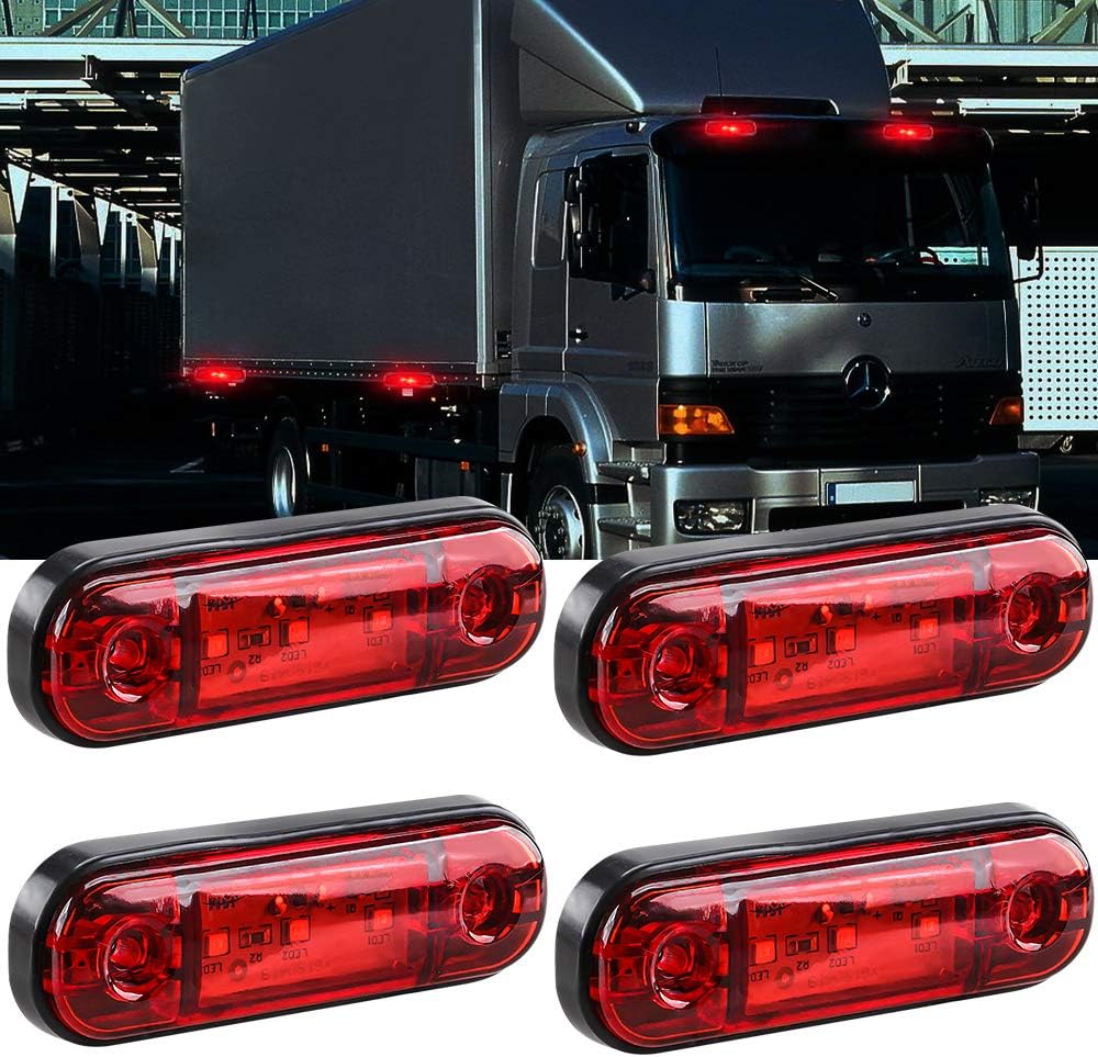 yifengshun 4pcs LED Side Marker Indicator Light Front Rear Side Position Lamps 12V for Truck Camper Van Lorry RV Marker Lights(Red)