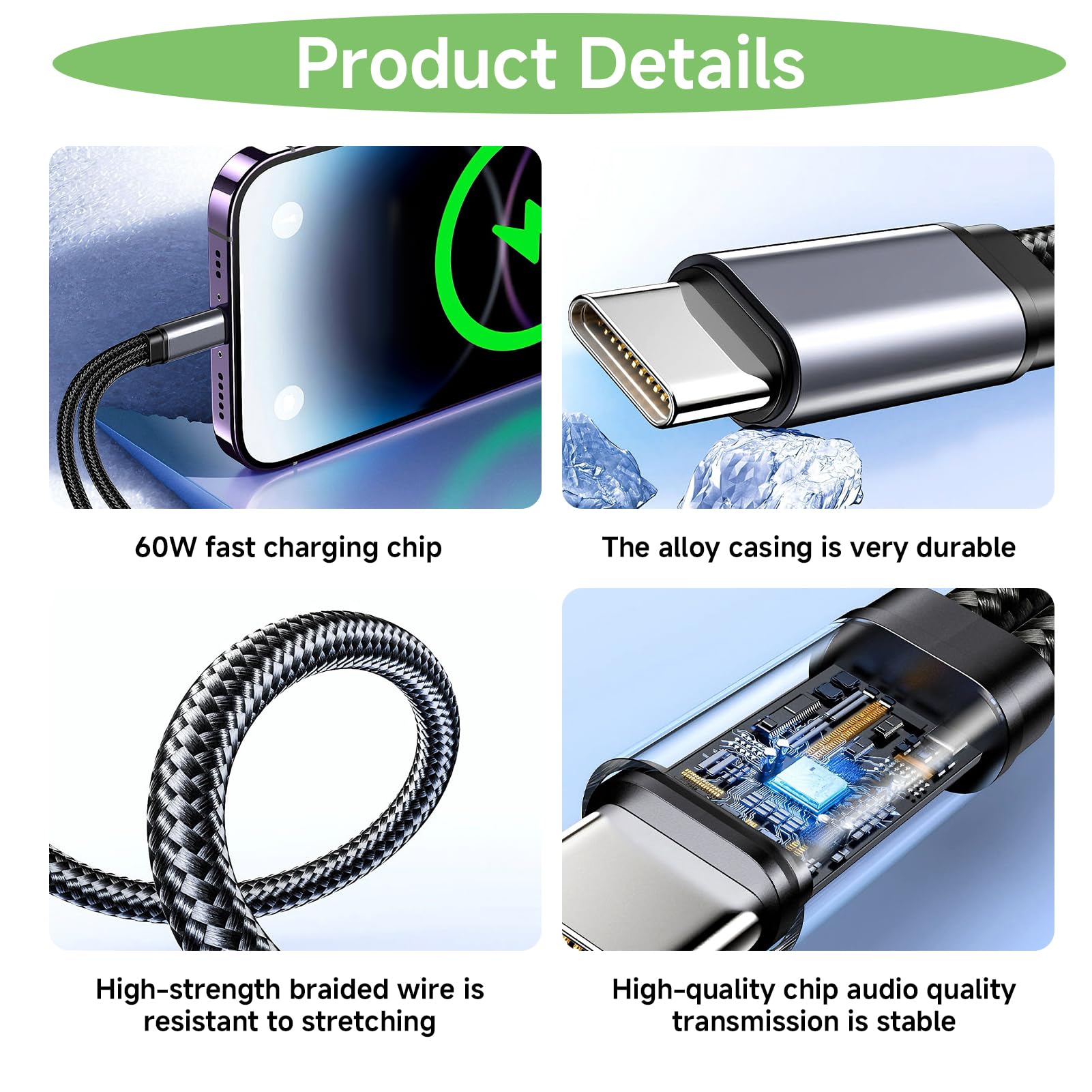 USB C auf 3,5mm Klinke Adapter, 2 in 1 USB C Adapter mit Laden 60W PD Schnellladung Audio Splitter Kopfhörer mit DAC Chip kompatibel mit Samsung Huawei Xiaomi Pixel iPhone 15 für Musik Anrufe