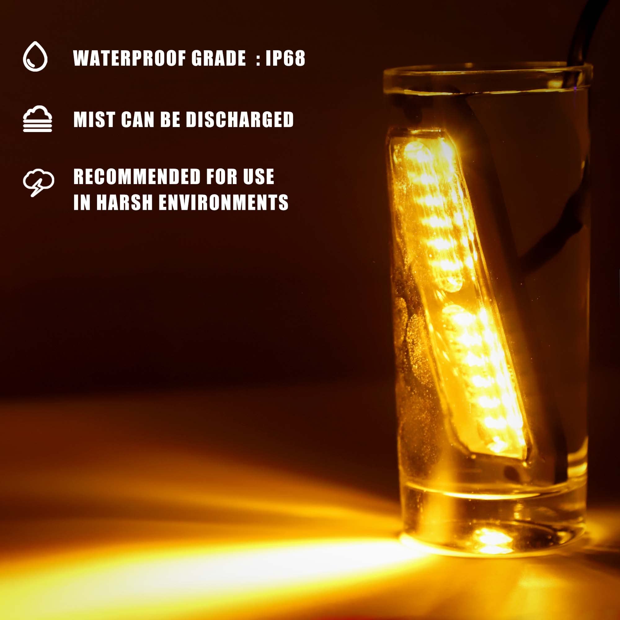WINECO Luces estroboscópicas LED ámbar para camiones, 8 unidades, 12 LED, montaje en superficie, kit de luces estroboscópicas intermitentes para camiones, coches, vehículos, LED, mini parrilla