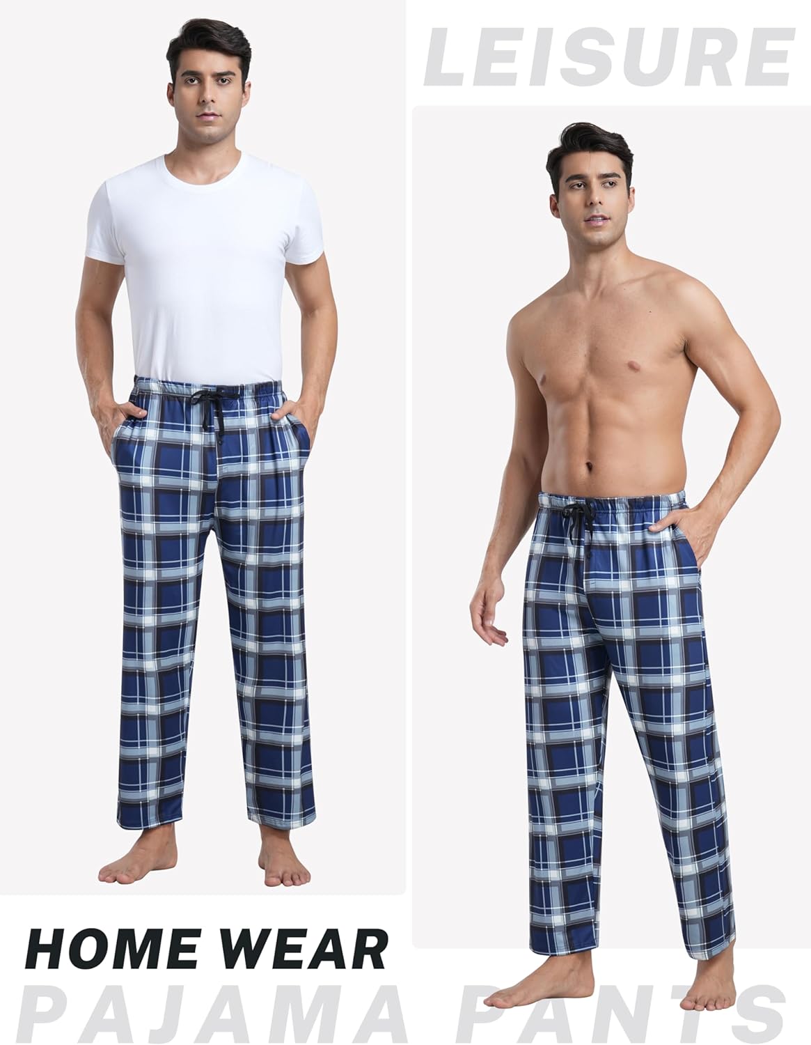 MoFiz Men's Pajama Bottom Pants Sleepwear Lounging Relaxed House PJS Pants with Drawstring Button Fly 3-Pack - Image 5