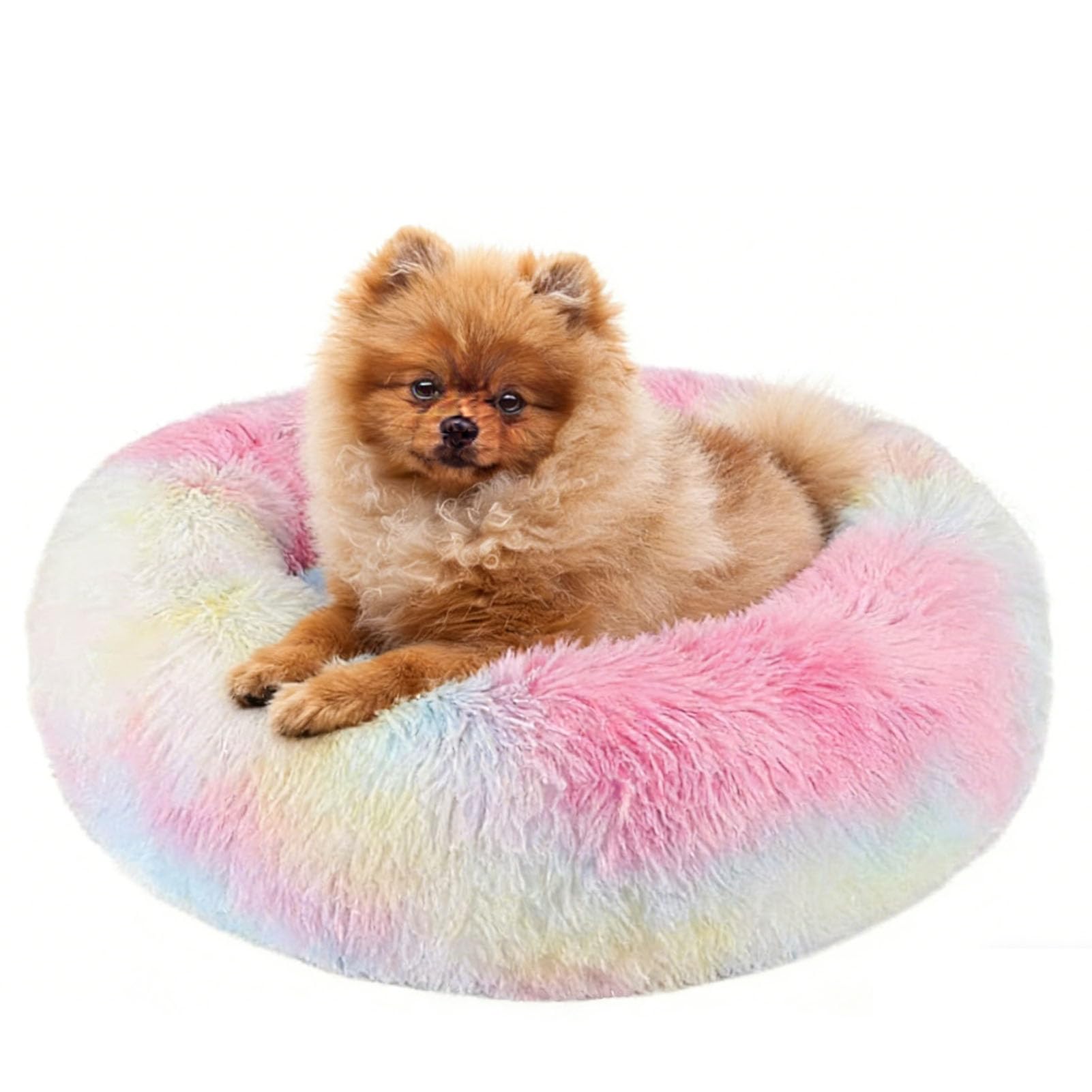 jiuzcare Cat Bed, Cuddly Doughnut Dog Bed, Round Fluffy Dog Beds, Cloud for Small and Medium Dogs, Diameter 60 cm, Colour โ image 1