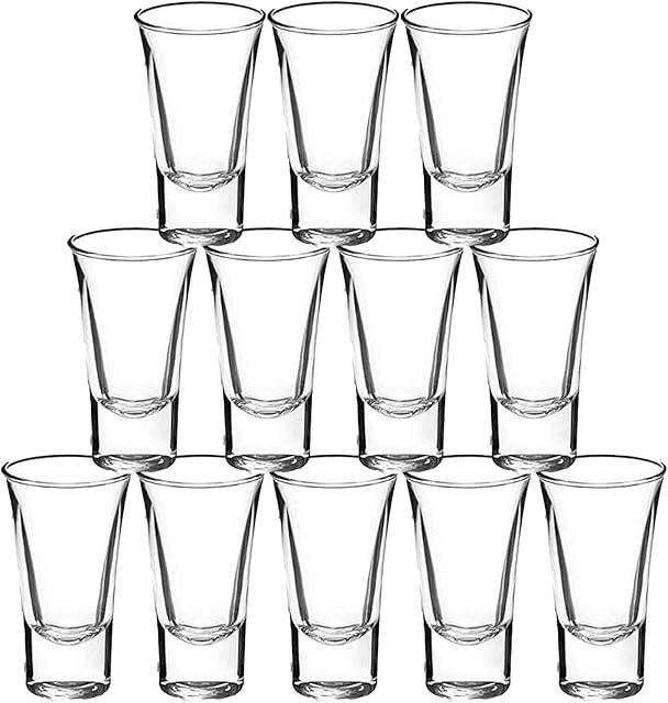 Gmark Heavy Base Shot Glass Set 60ml 2oz, Whiskey Shot Glass 12-Pack GM2026