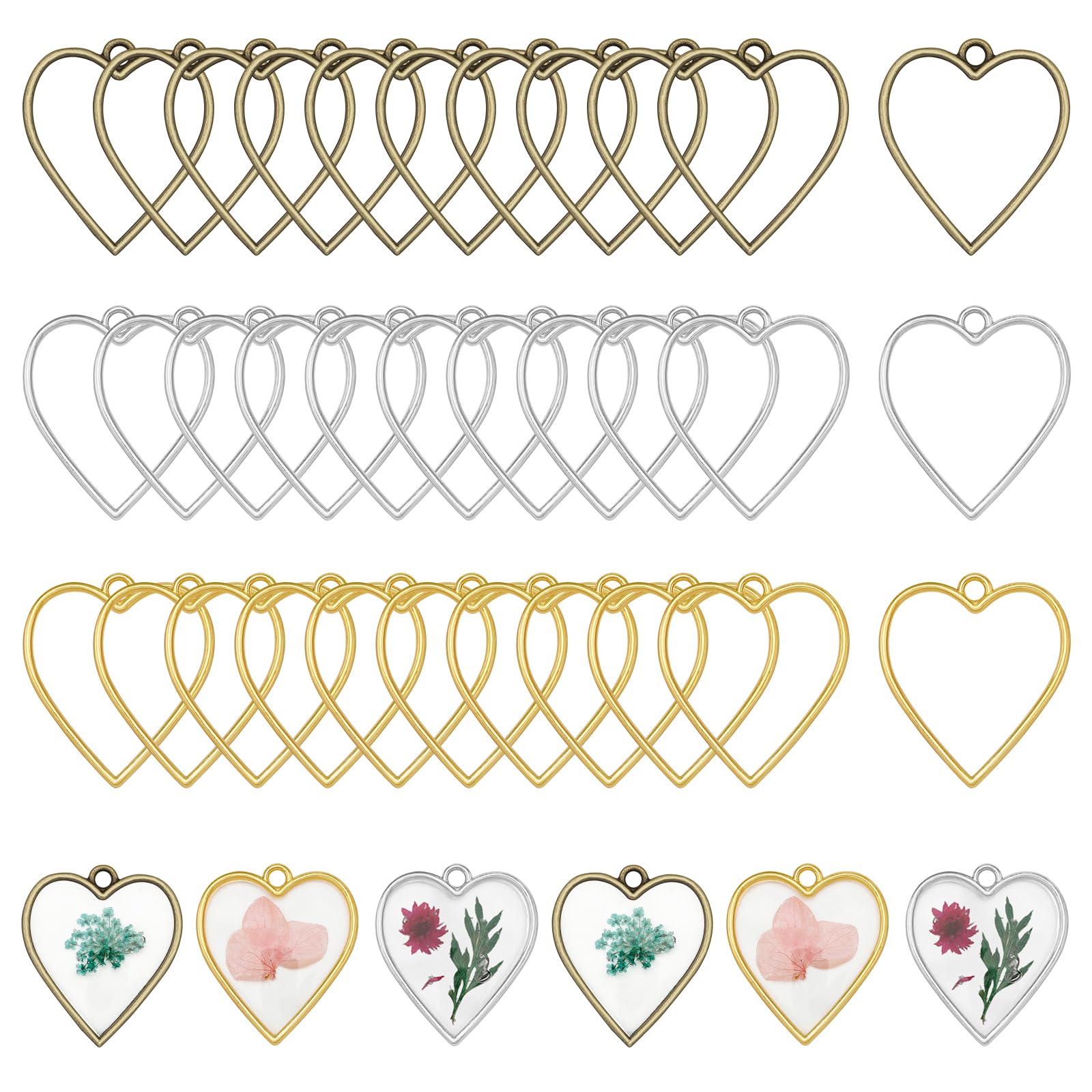 Luxeu Open Bezel, 30 Pcs Resin Craft Bezels, Hollow Frame for Resin Casting, DIY Crafts, Keychain Making