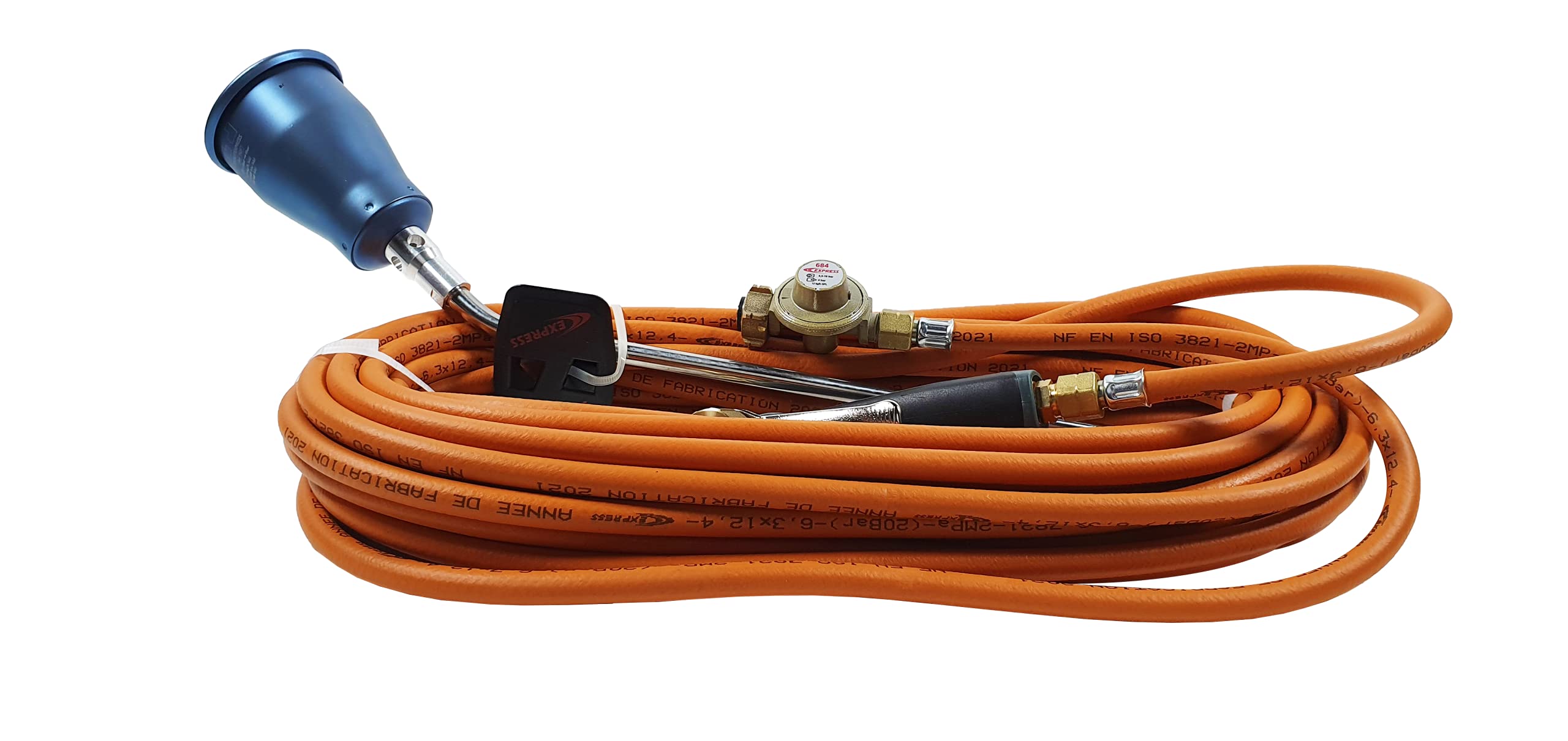 Pack TITANIO con 1 Quemador Ref. 150T + 1 Collar Ref. L400 + 1 Mango Bimaterial Ref. 620 con Empalme Rotativo + 20 m de Manguera Ref. 963/20S + 1 Regulador de Presión 4 Bares Ref. 684 - EXPRESS