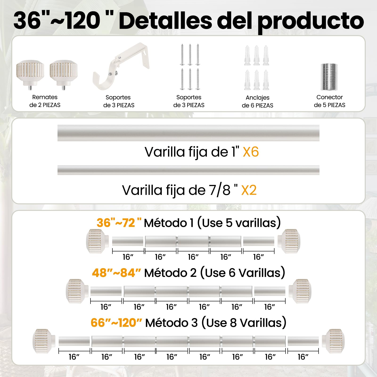 White Curtain Rod - Heavy Duty & 66-120" -7 White Curtain Rod - Heavy Duty & 66-120" -7