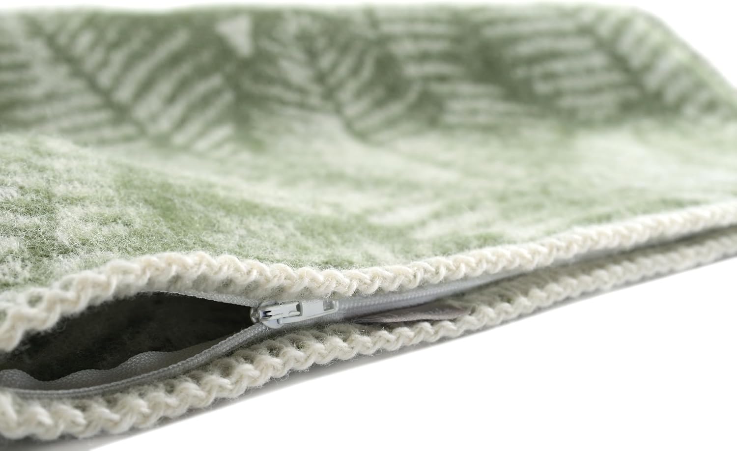 JJ Textile Fern Cushion Cover 100% Wool - Soft & Cosy with a Reversible Design - Decorative Square Throw Cushion Covers for Bed, Sofa & Home Decor - 45cm x 45cm
