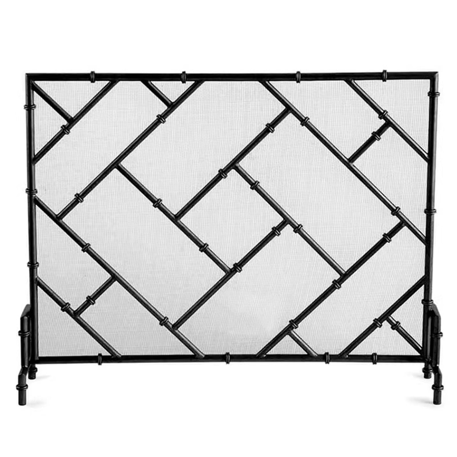 Pantalla para chimenea moderna YFWOKSL de un solo panel con protector de malla negra