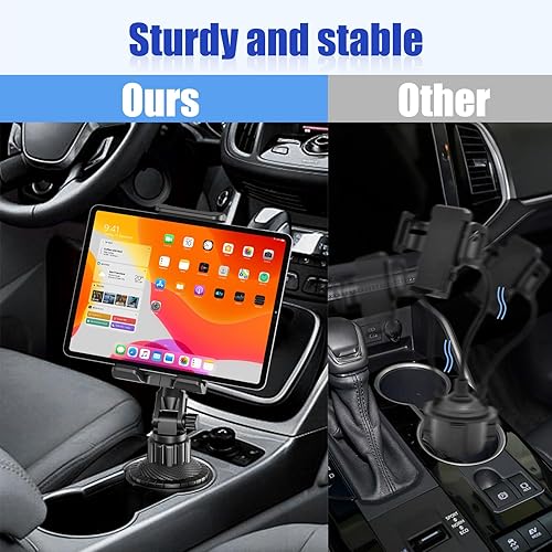 Miniatura 6 de Soporte para iPad para coche, soporte para teléfono, rotación universal de 360, brazo largo ajustable, para teléfono celular de 4 a 13 pulgadas,