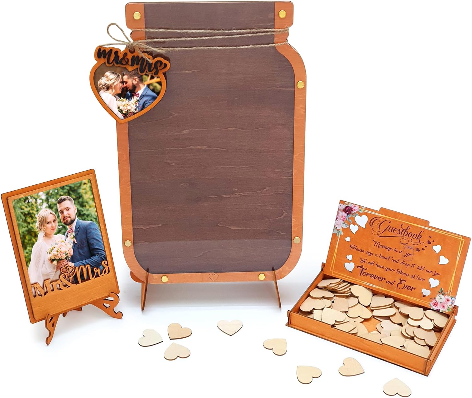 Jar Love Wooden Guest Book Wedding Reception, Rustic Wedding Guest Book Alternative 80 Hearts, Wedding Guest Book Ideas, Wedding Sign, Wooden Heart Guest Book, Wedding Signs for Ceremony