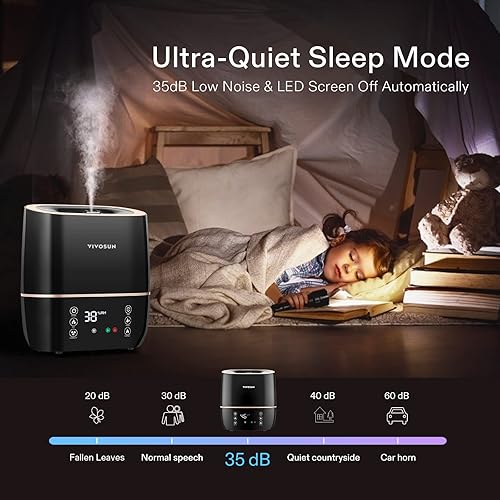 Vista 18 de VIVOSUN Humidificador de niebla fría de 4L con control remoto para dormitorio, plantas, bebé, piel seca