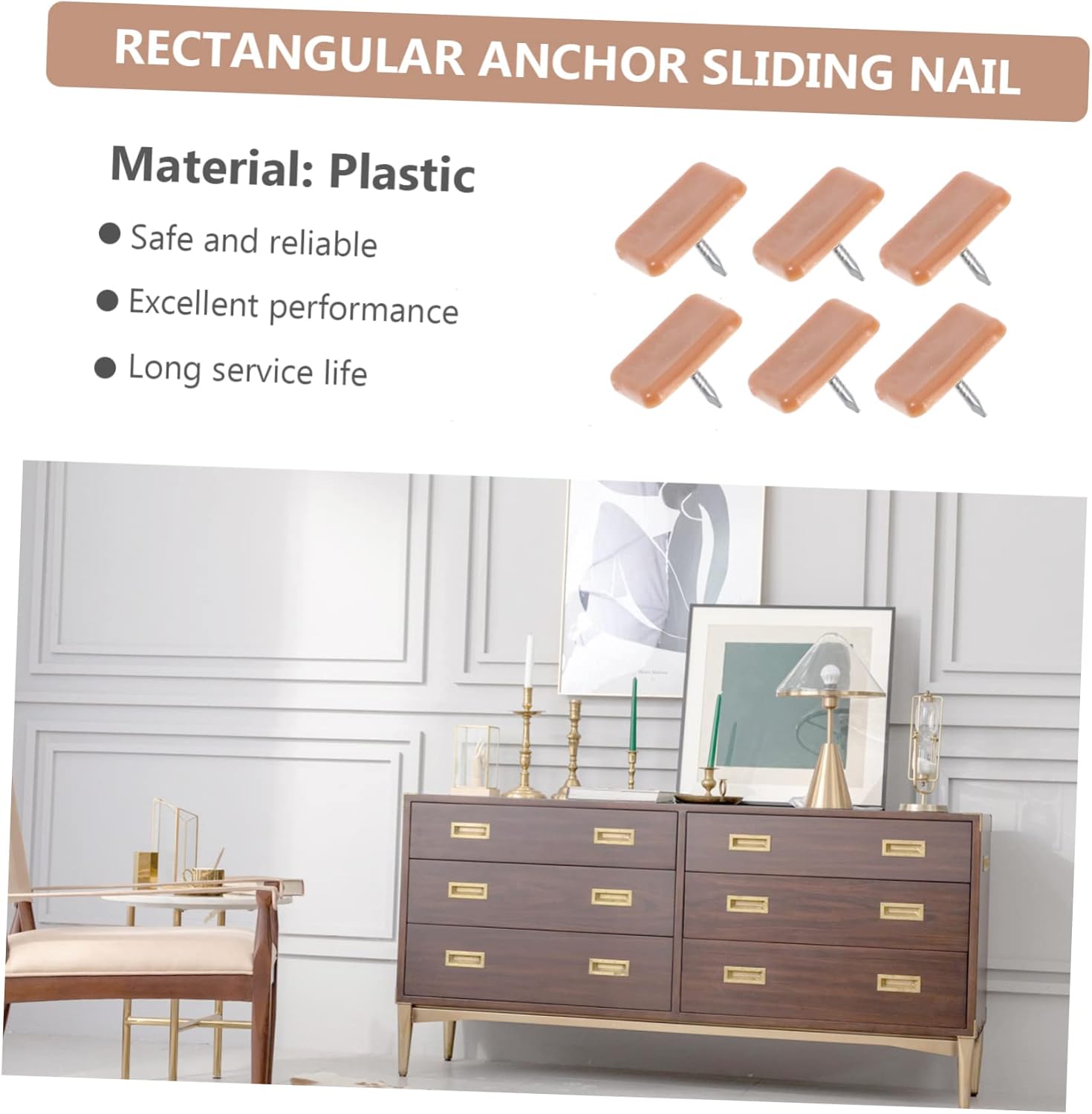 ORFOFE 100pcs Floor Foot Slide Nails Durable Plastic Square Nails for Furniture Repair Glide Replacement Easy to Use for Smooth Sliding