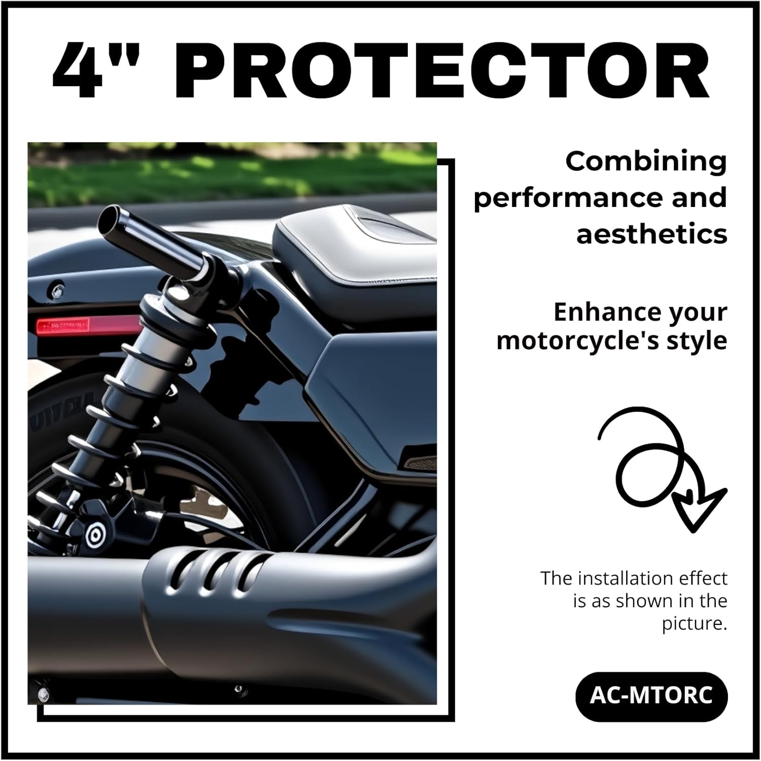 4" Upper Shock Mount Frame Sliders Falling Crash Protector Guards Falling Side Protector No Cut Kits for Harley Sportster XL883 XL1200 2004-2022