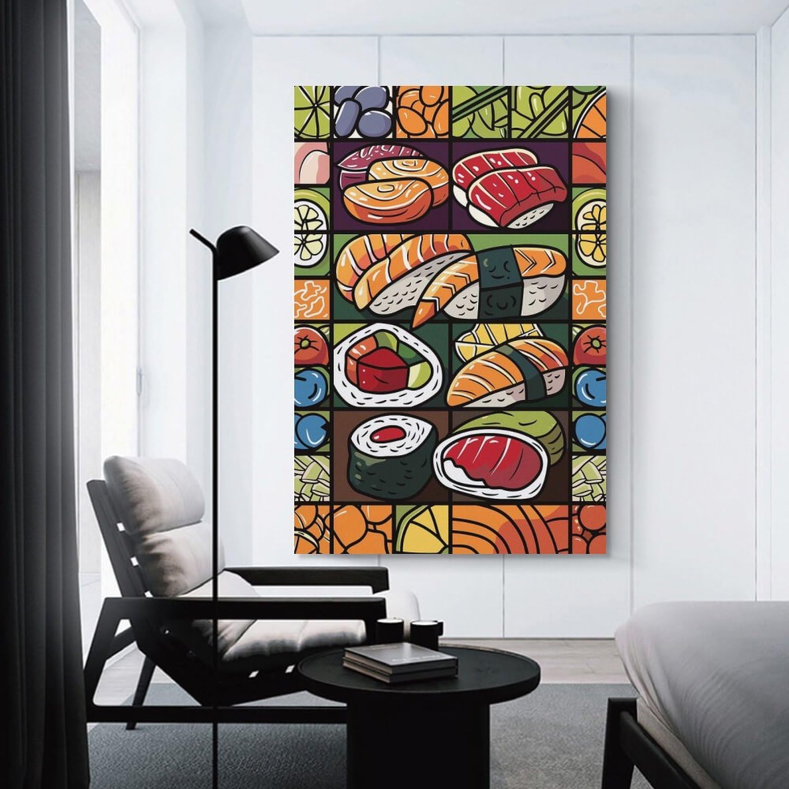Junmoney Room Decor Wall Art Colorful Sushi And Food Mosaic, 08x12inch(20x30cm), for Hallway, Bedroom Or Modern Interiors, Gift Idea for Housewarming And Birthdays