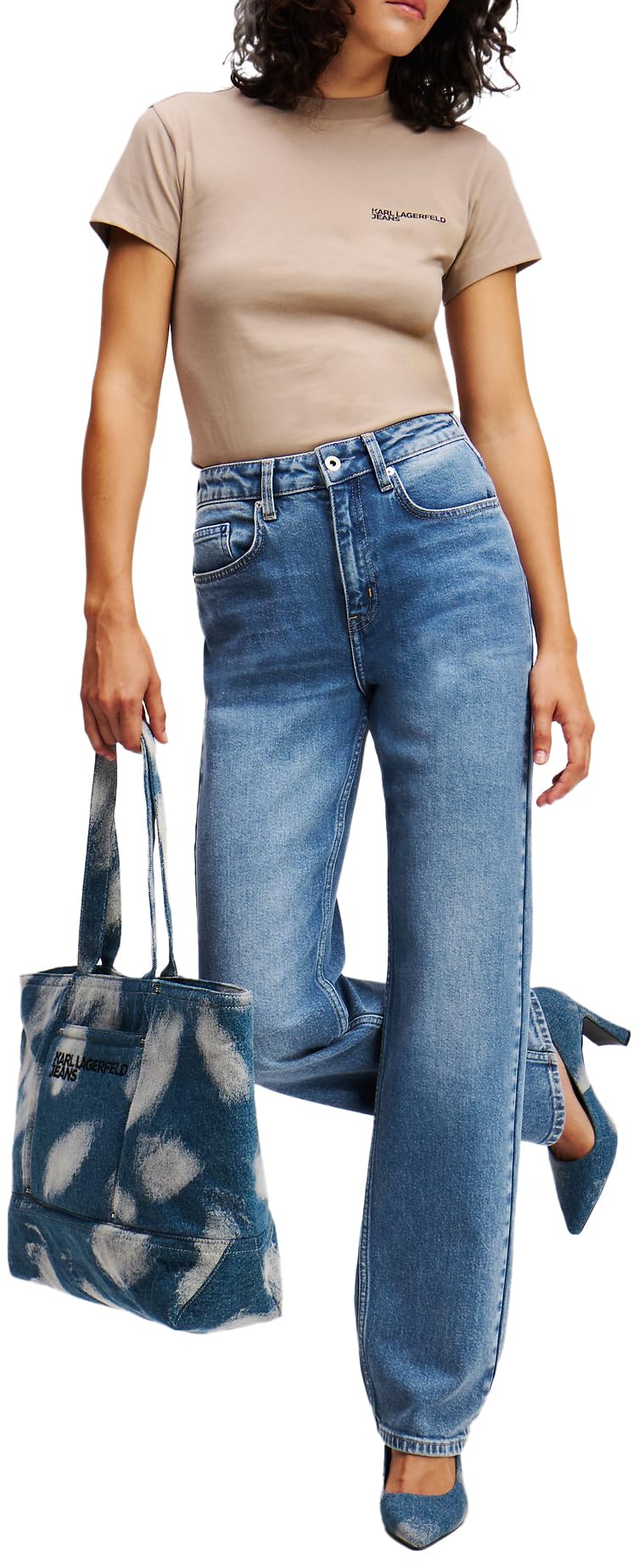 Karl Lagerfeld Jeans, Damskie, High Rise Straight Denim, Prosta Nogawka, Niebieski, 3032