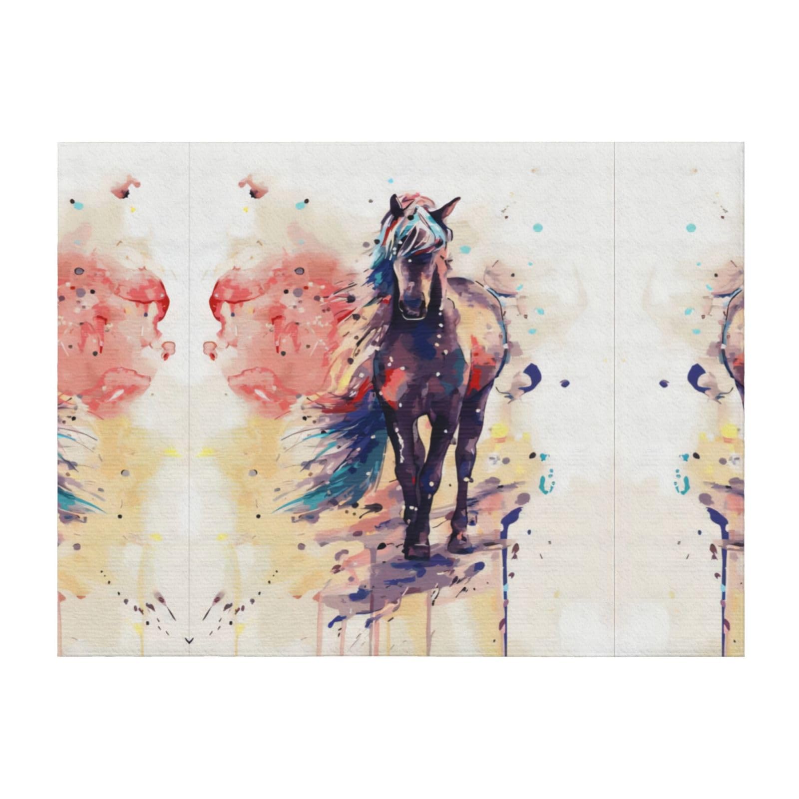 Couverture de climatisation pour canapé et voyage avec motif grand cheval aquarelle