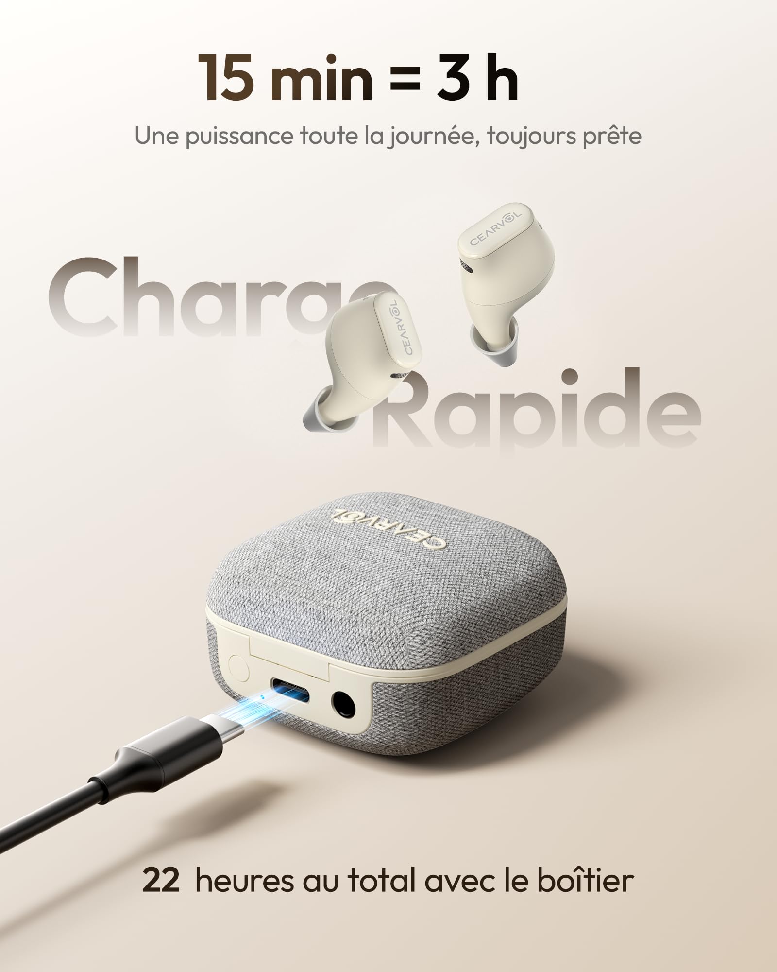 Wave Lite Amplificateur Sonore–Rechargeable, Bluetooth, Contrôle via application, Réduction du larsen, Entrée AUX, pour les personnes âgées, Lumière stellaire
