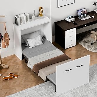 DoCred Murphy Bed Cabinet, Folding Bed Roll Away Beds with Mattresses for Adult, Pull Out Murphy Chest Daybed, Guest Beds for Apartment Study Room Office Nap Cot, Size:75" x 29"