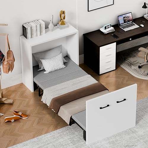 DoCred Murphy Bed Cabinet, Folding Bed Roll Away Beds with Mattresses for Adult, Pull Out Murphy Chest Daybed, Guest Beds for Apartment Study Room Office Nap Cot, Size:75" x 29"