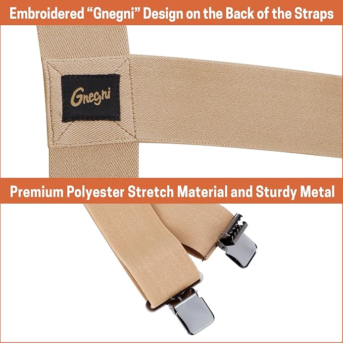 GNEGNI 2'' Wide Suspenders for Men, Adjustable Men's