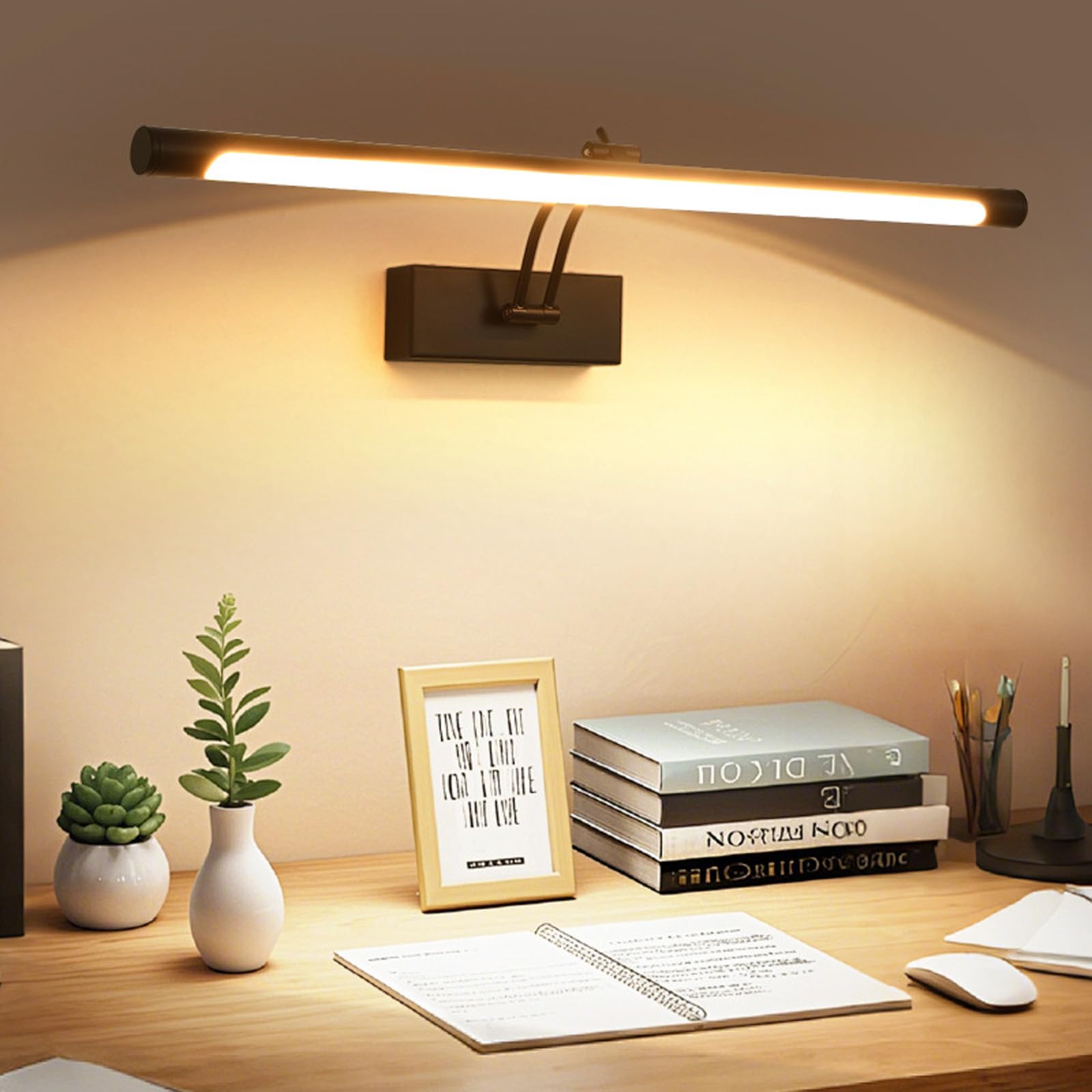 Aplique de pared largo con rotación ajustable y luz cálida de baño 8